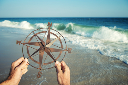 compass on the beach